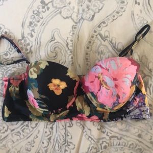 Anthropologie double strap floral bikini top large